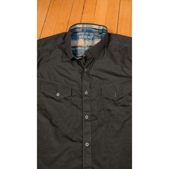 KUHL Ionik Eluxur Short Sleeve Shirt Mens XXL 2XL Grey Quick Dry Button Up NWOT - Picture 2 of 7